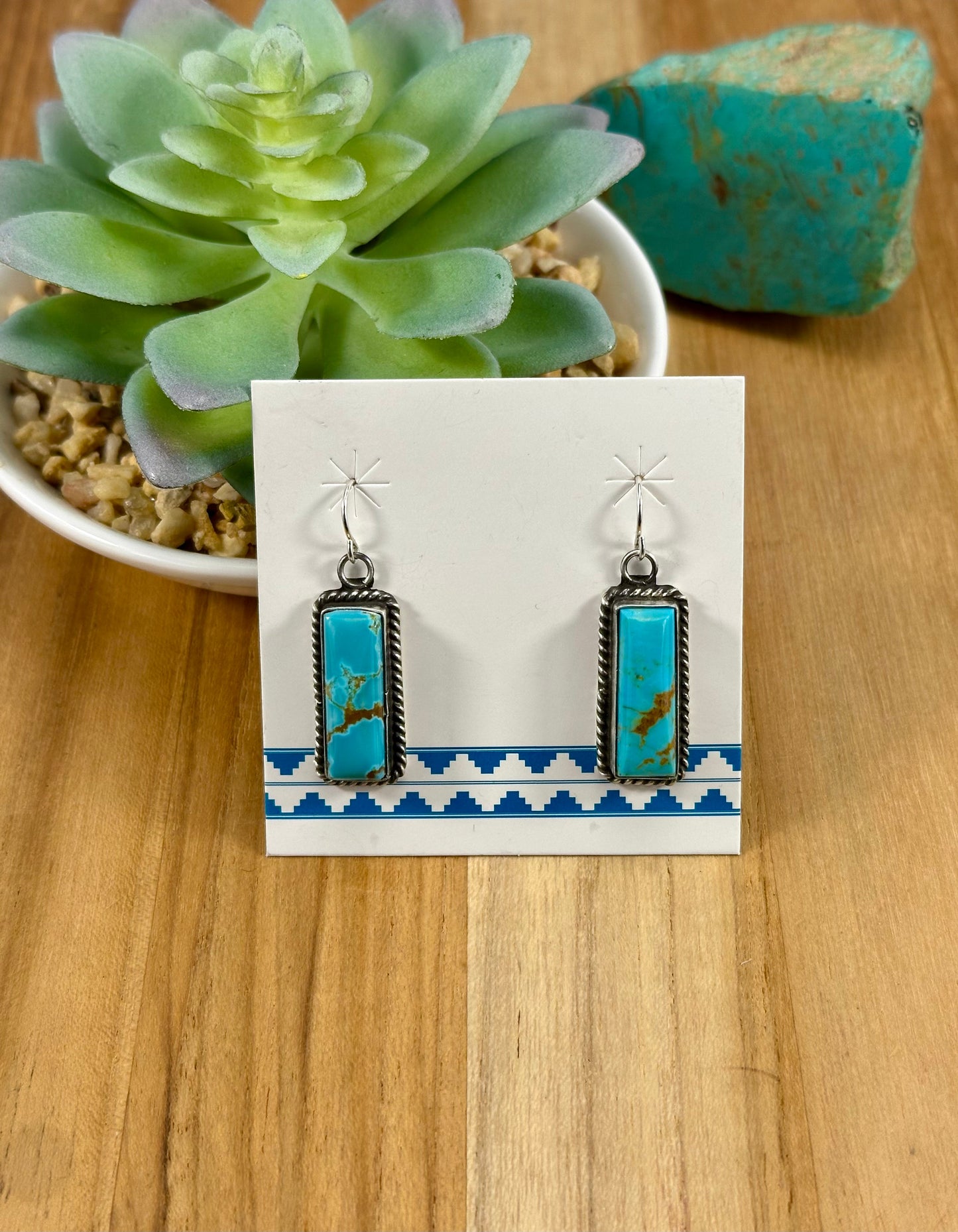 Kingman Turquoise Bar Dangle Earrings