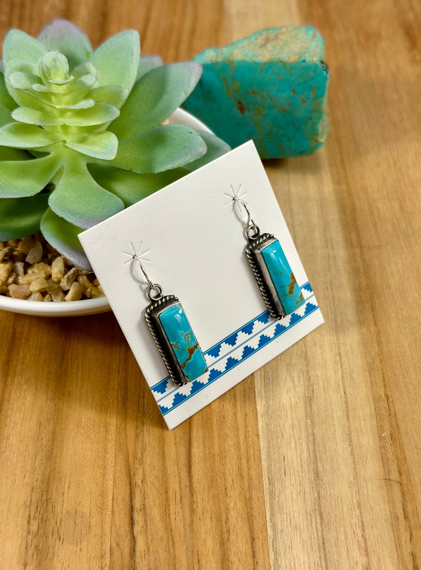 Kingman Turquoise Bar Dangle Earrings