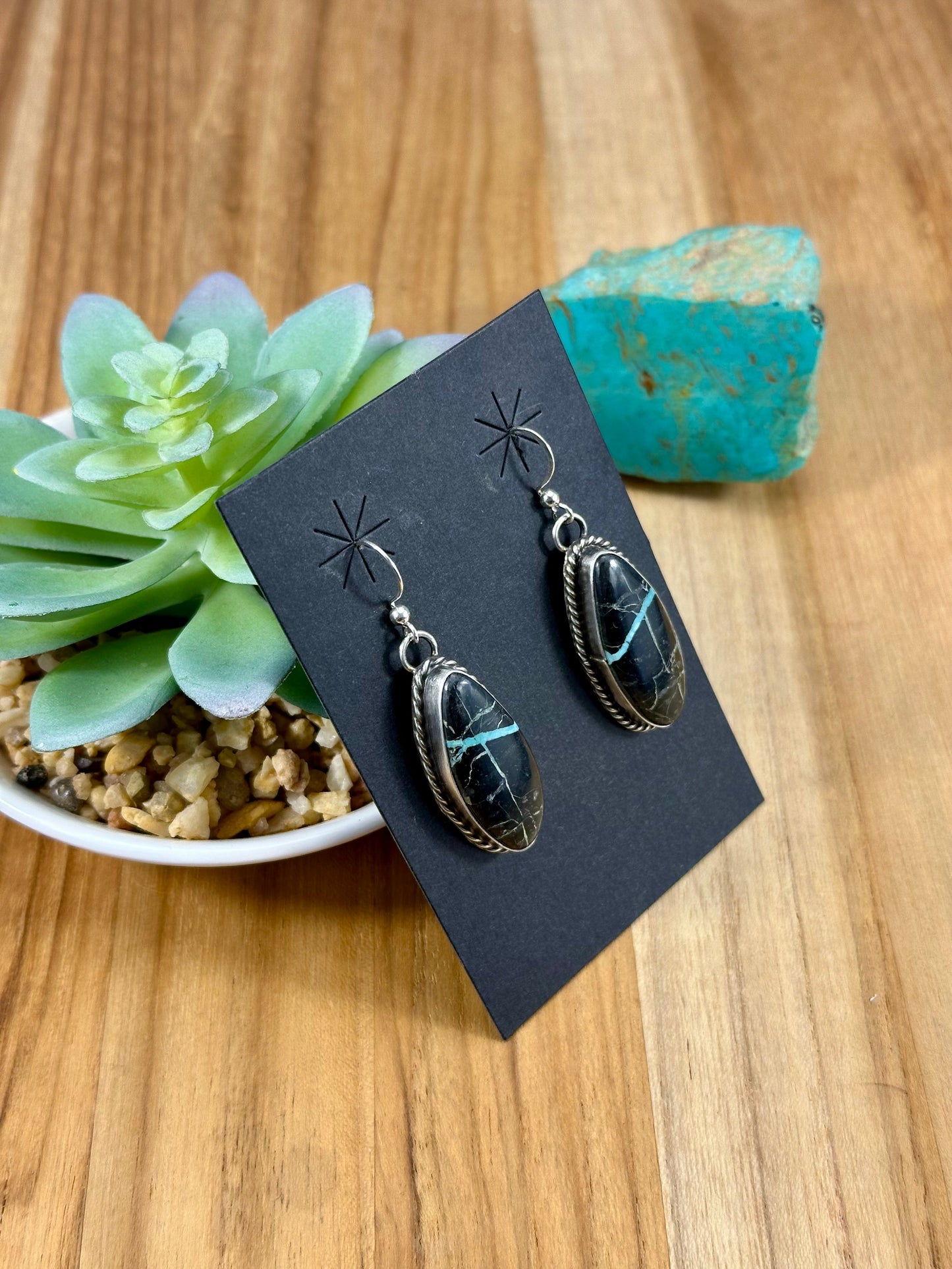 Blackjack Oval Dangle Earrings