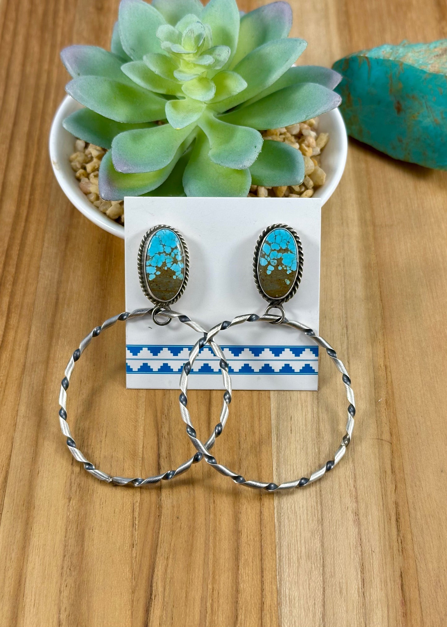 #8 Turquoise Stud Hoop Earrings
