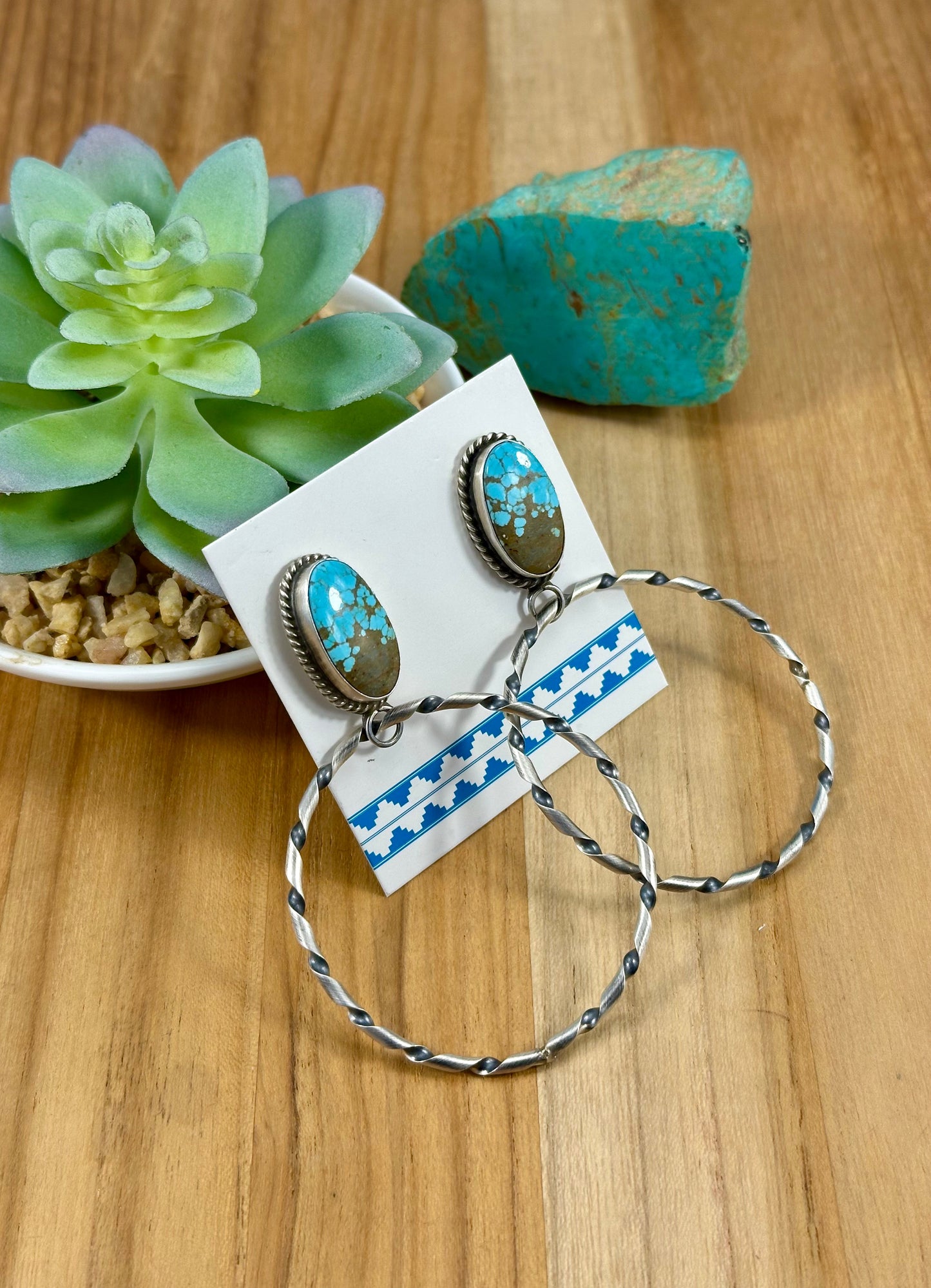 #8 Turquoise Stud Hoop Earrings