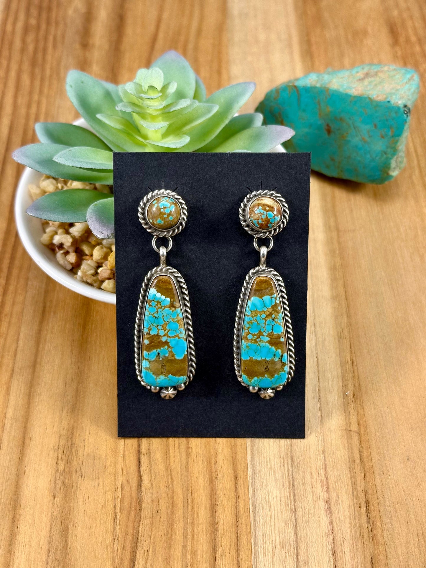 #8 Turquoise 2 Stone Dangle Earrings