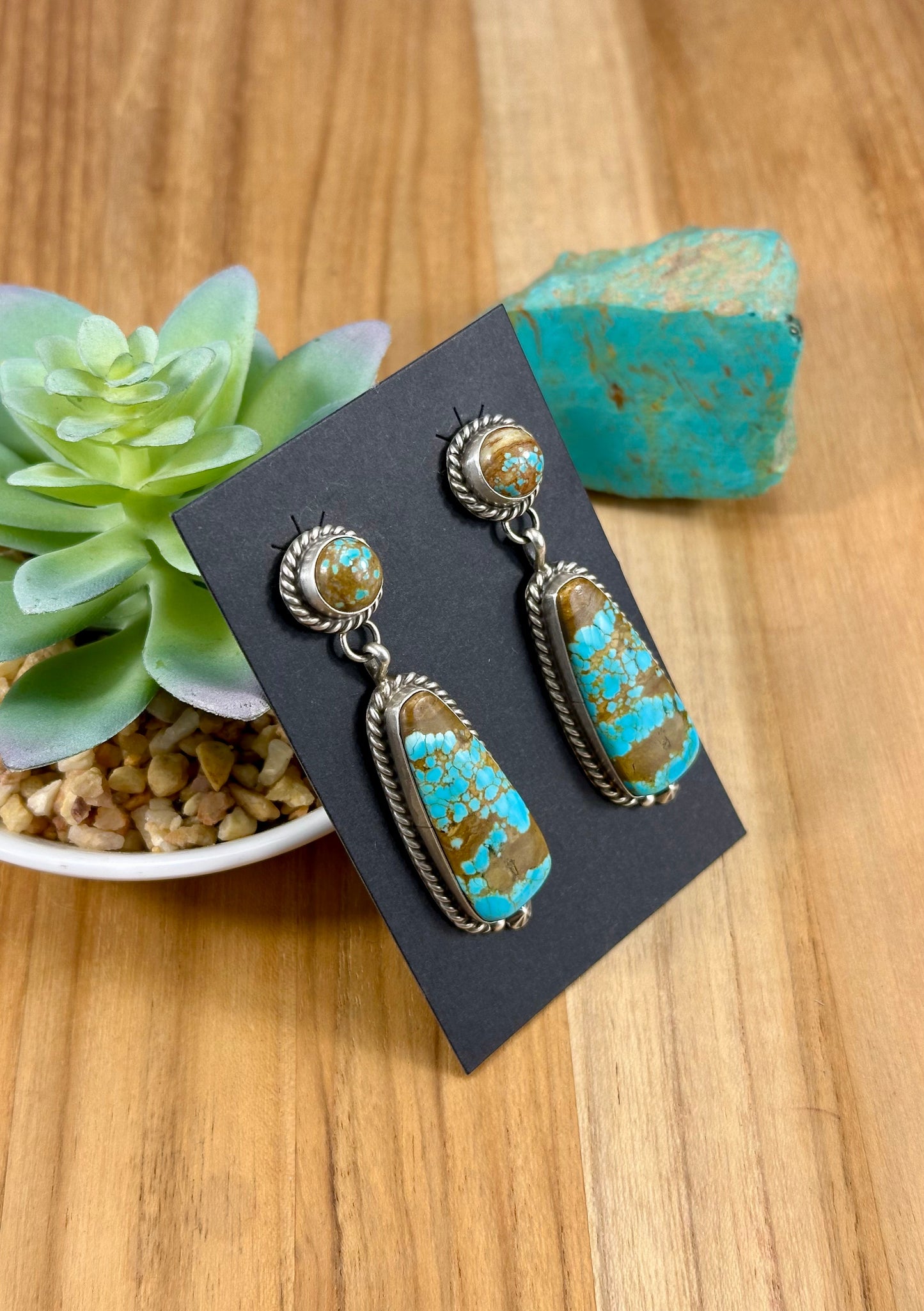 #8 Turquoise 2 Stone Dangle Earrings