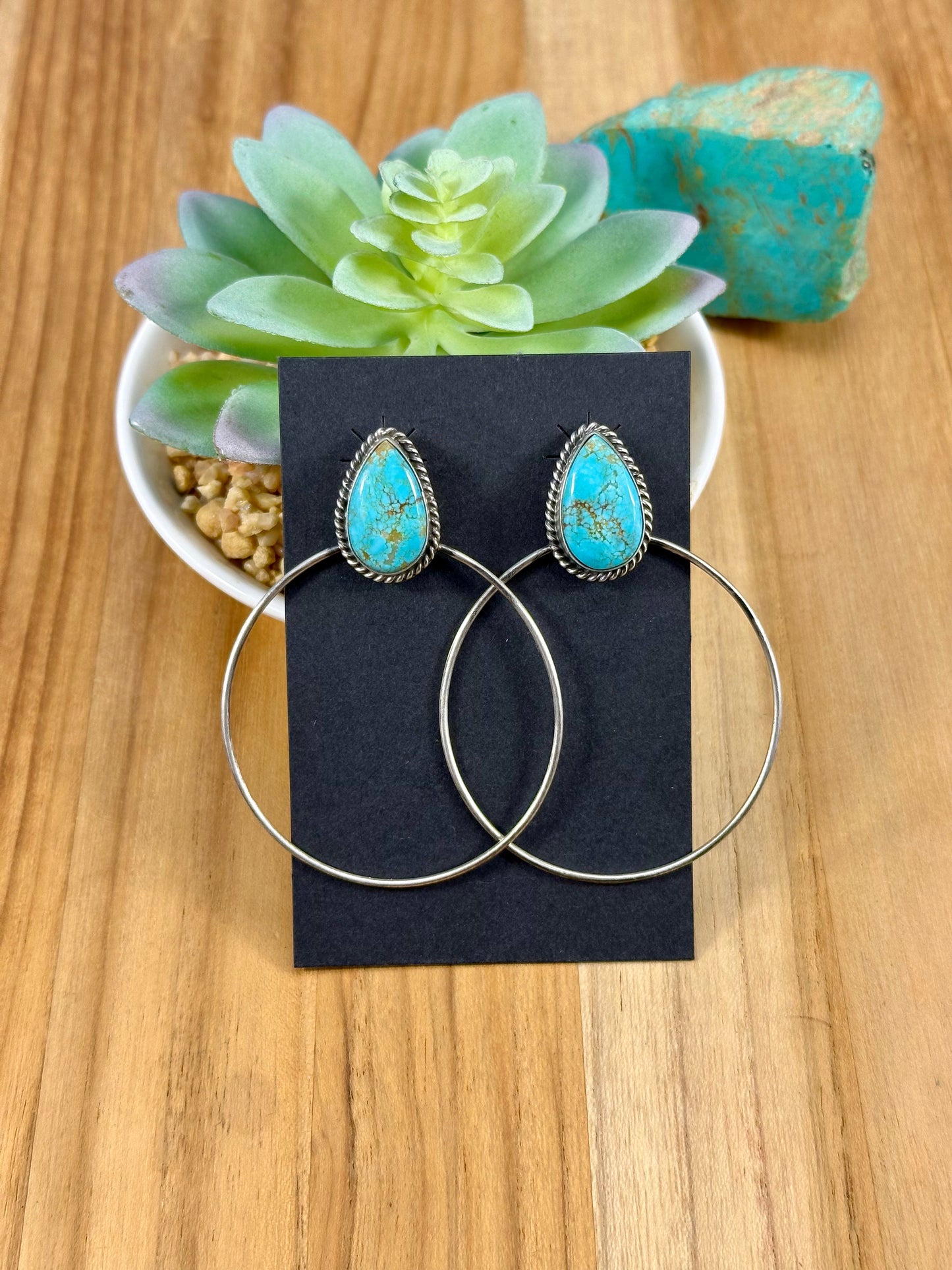 #8 Turquoise Teardrop Hoop Earrings