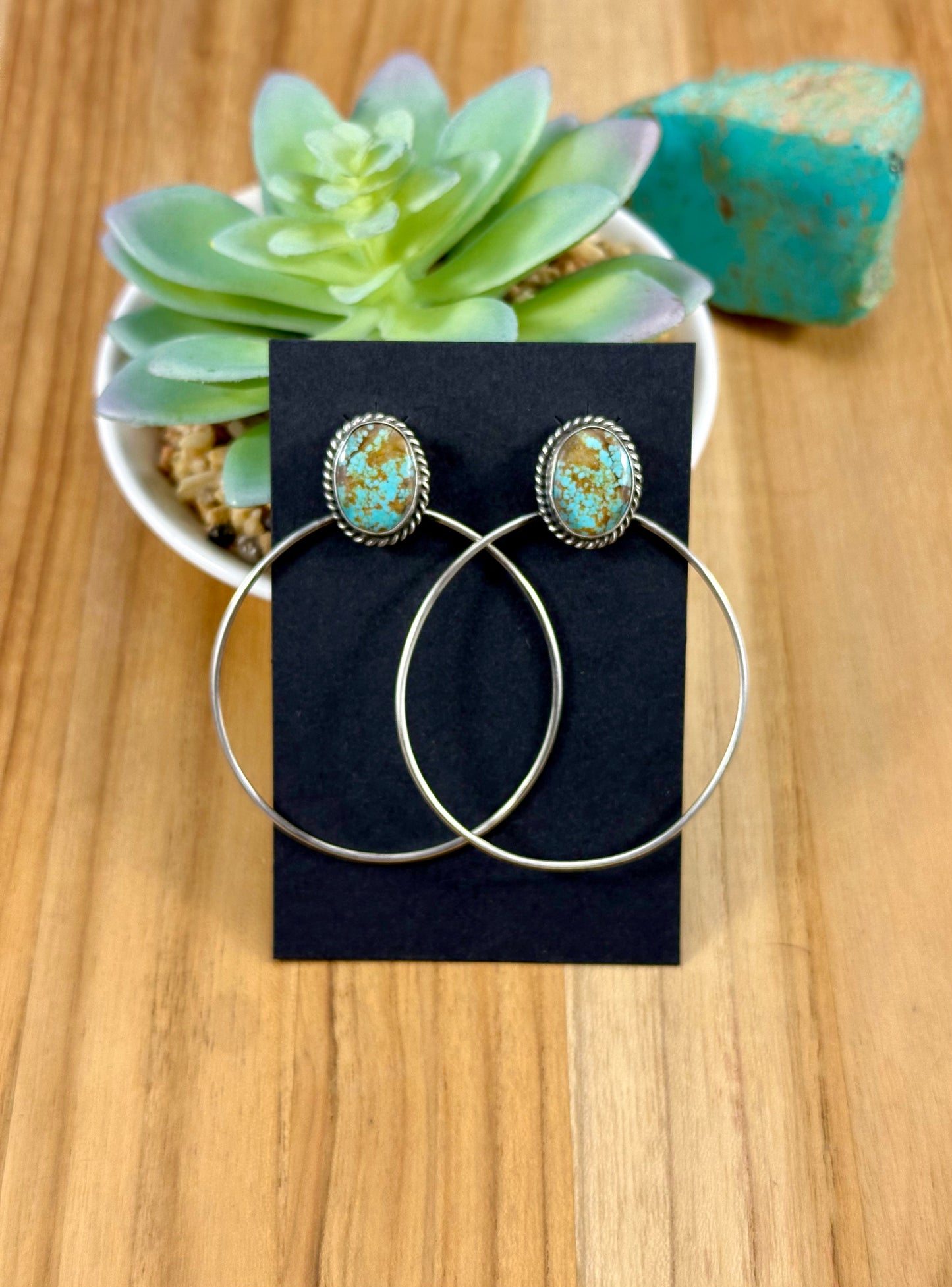 #8 Turquoise Stud Hoop Earrings