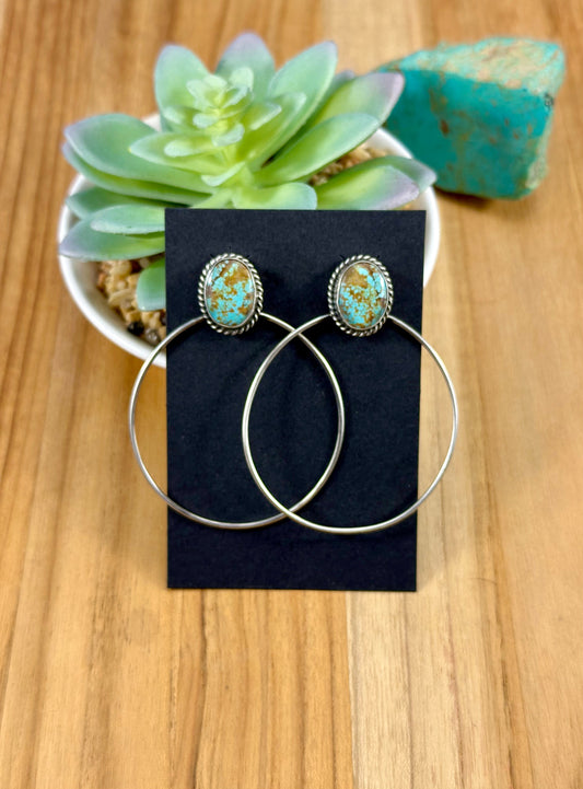 #8 Turquoise Stud Hoop Earrings