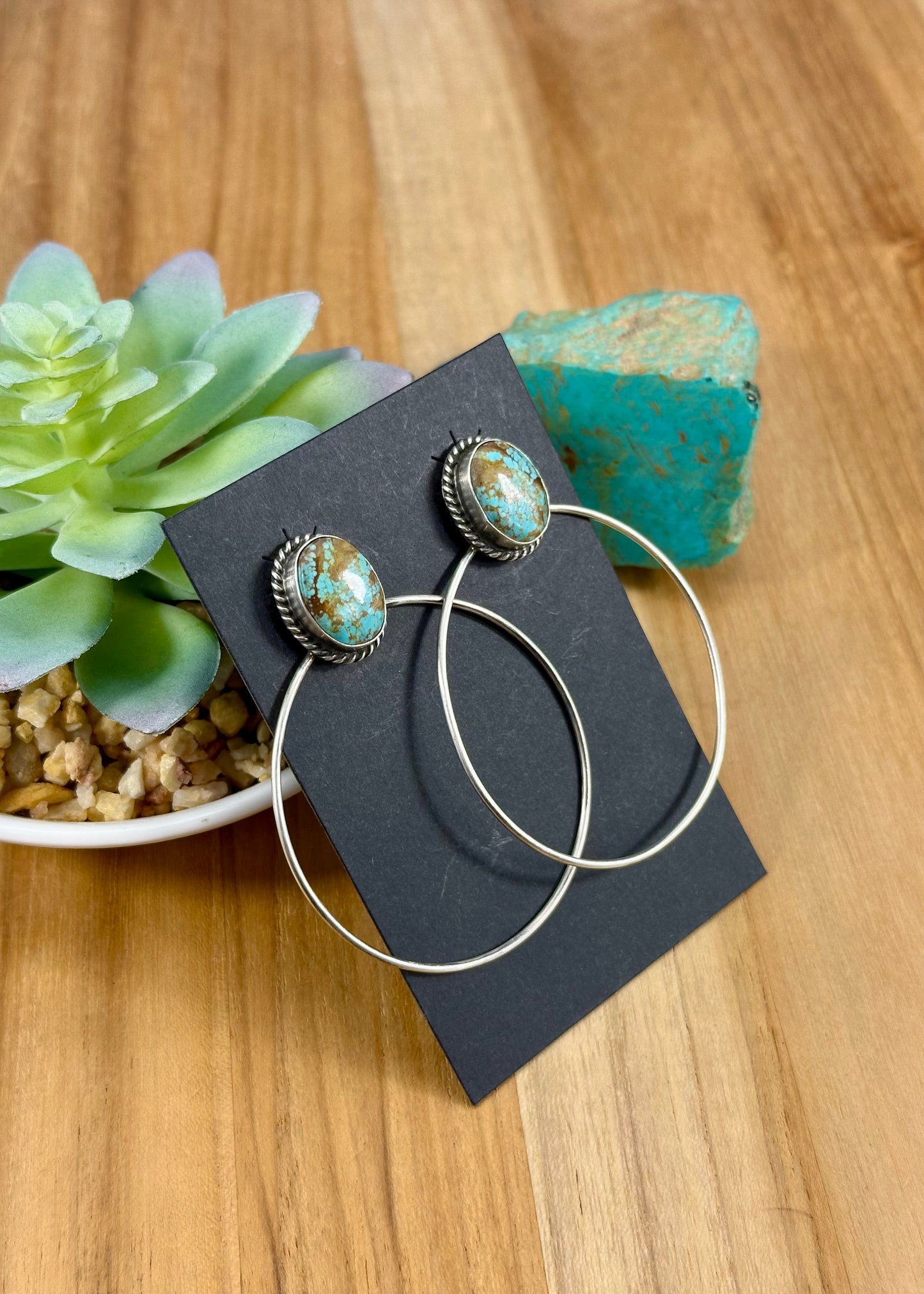 #8 Turquoise Stud Hoop Earrings