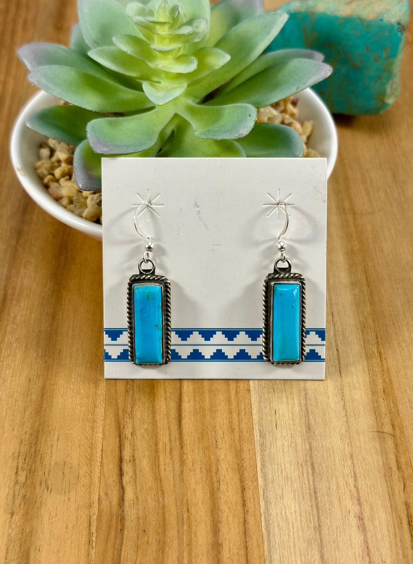 Kingman Turquoise Bar Dangle Earrings