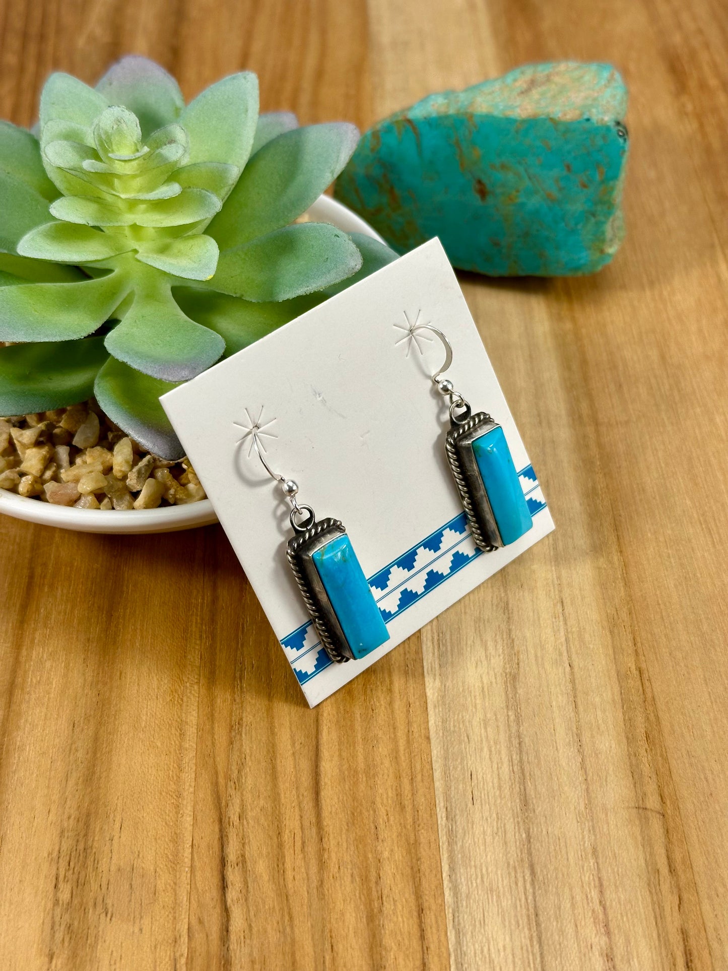 Kingman Turquoise Bar Dangle Earrings
