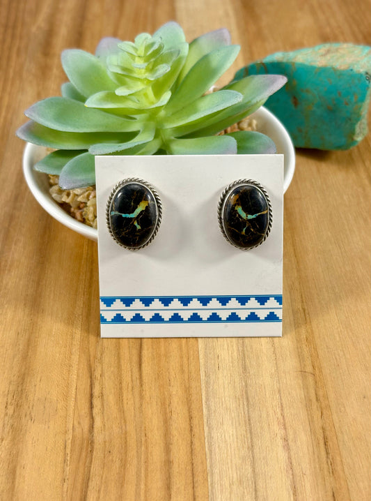 Blackjack Oval Stud Earrings