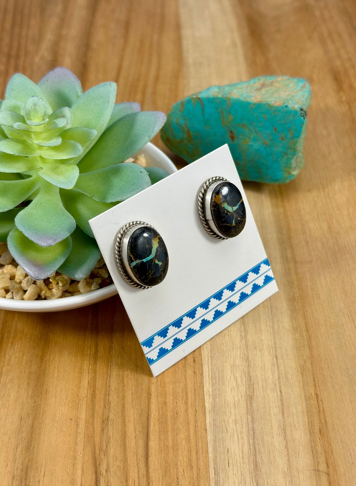 Blackjack Oval Stud Earrings