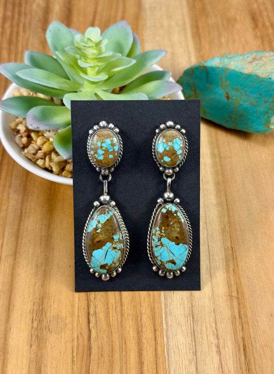 #8 Turquoise 2 Stone Dangle Earrings