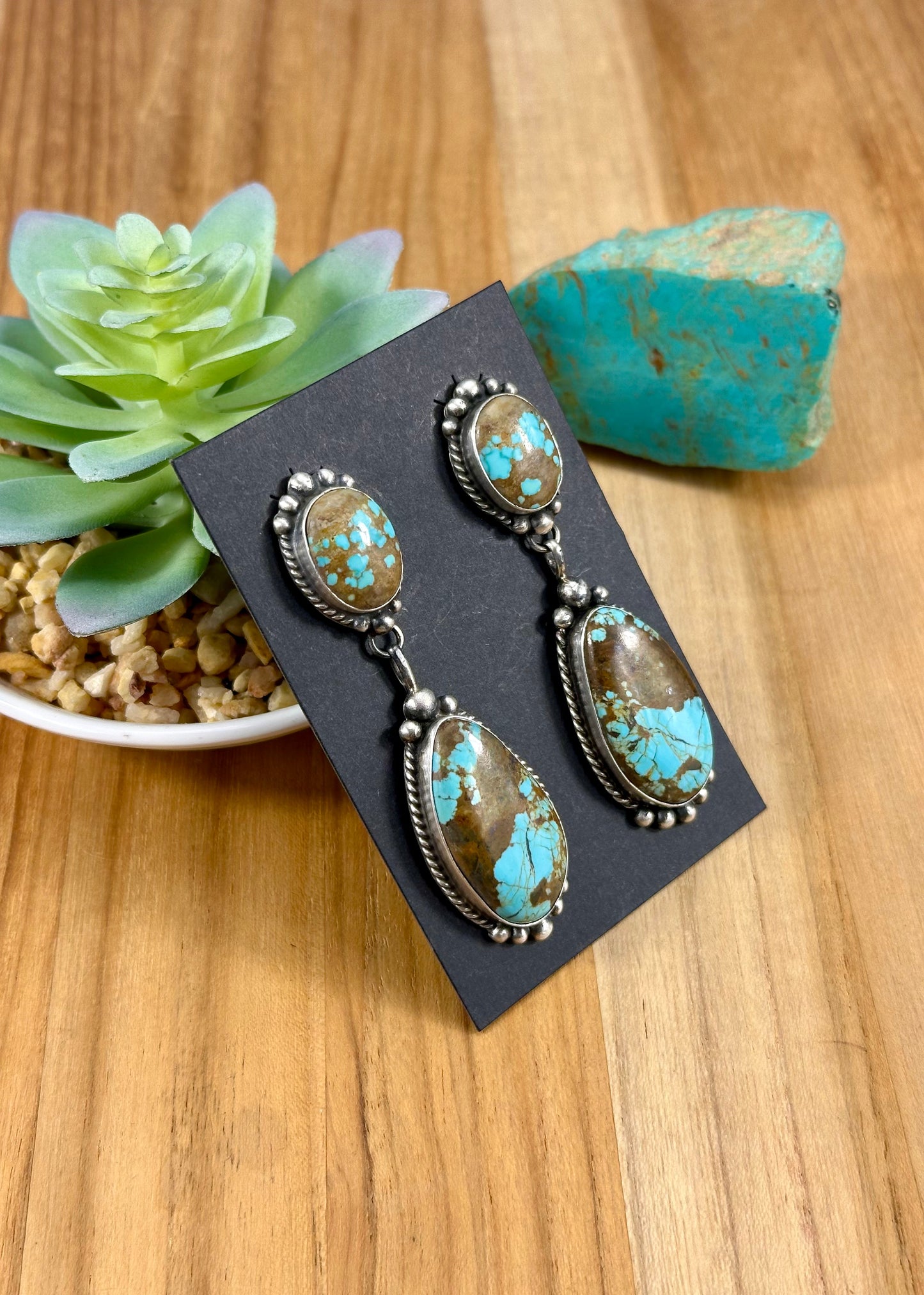 #8 Turquoise 2 Stone Dangle Earrings