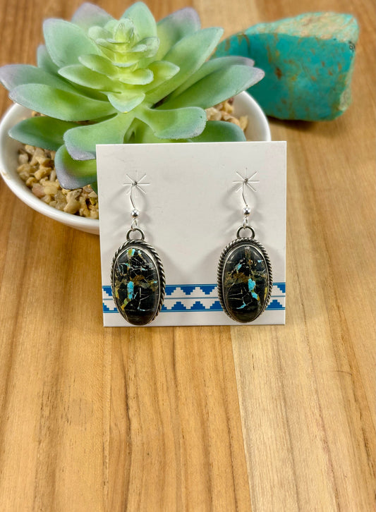 Blackjack Oval Dangle Earrings