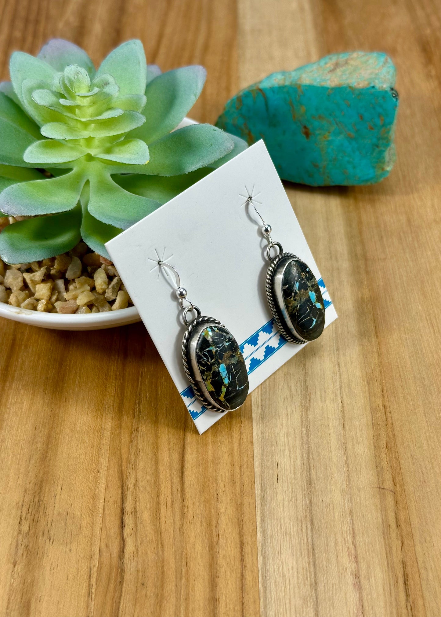 Blackjack Oval Dangle Earrings