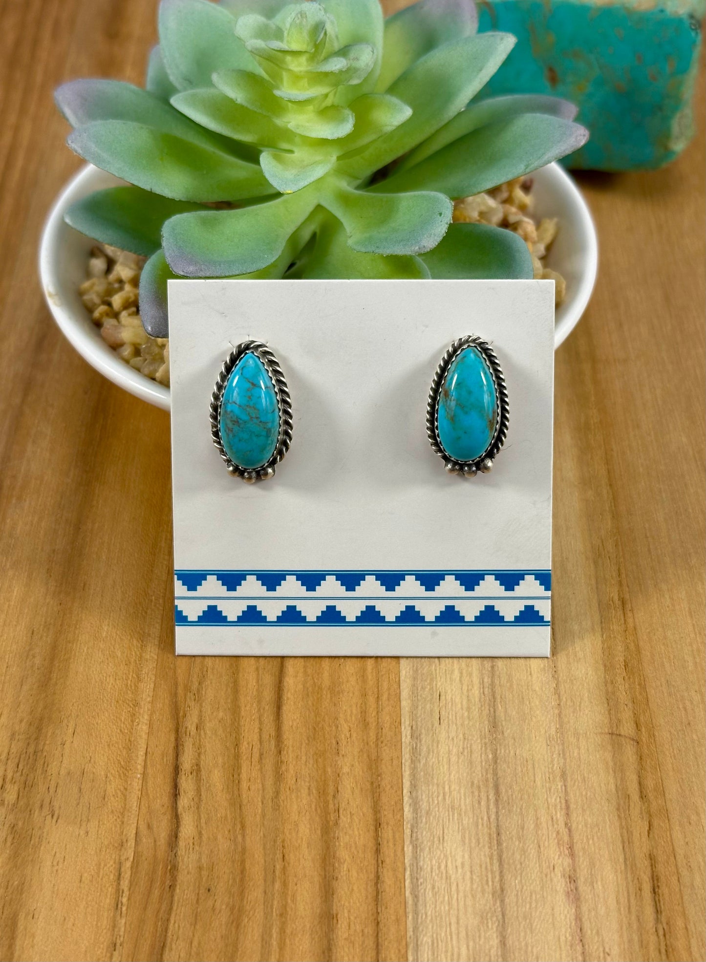 Kingman Turquoise Teardrop Stud Earrings