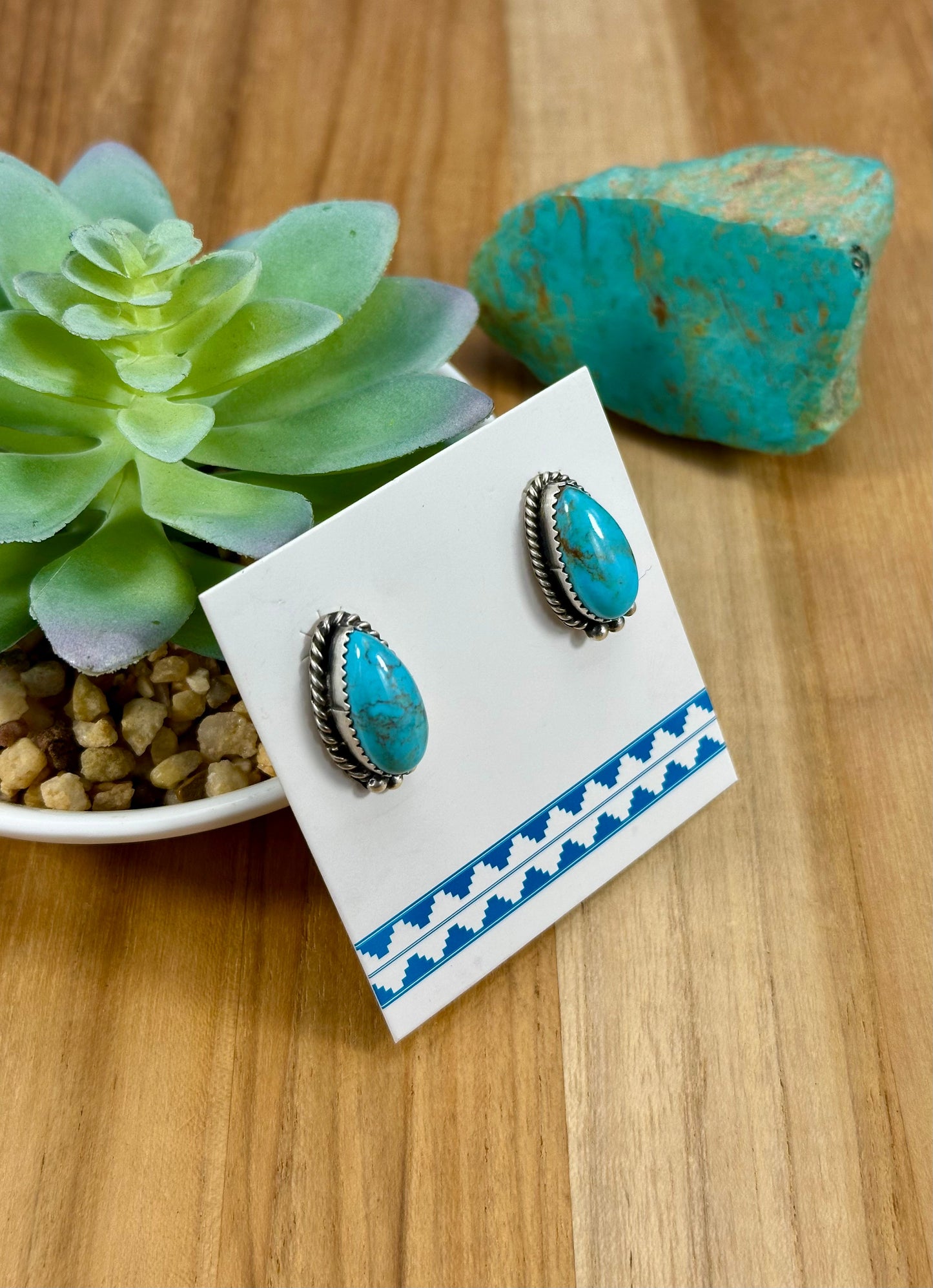 Kingman Turquoise Teardrop Stud Earrings