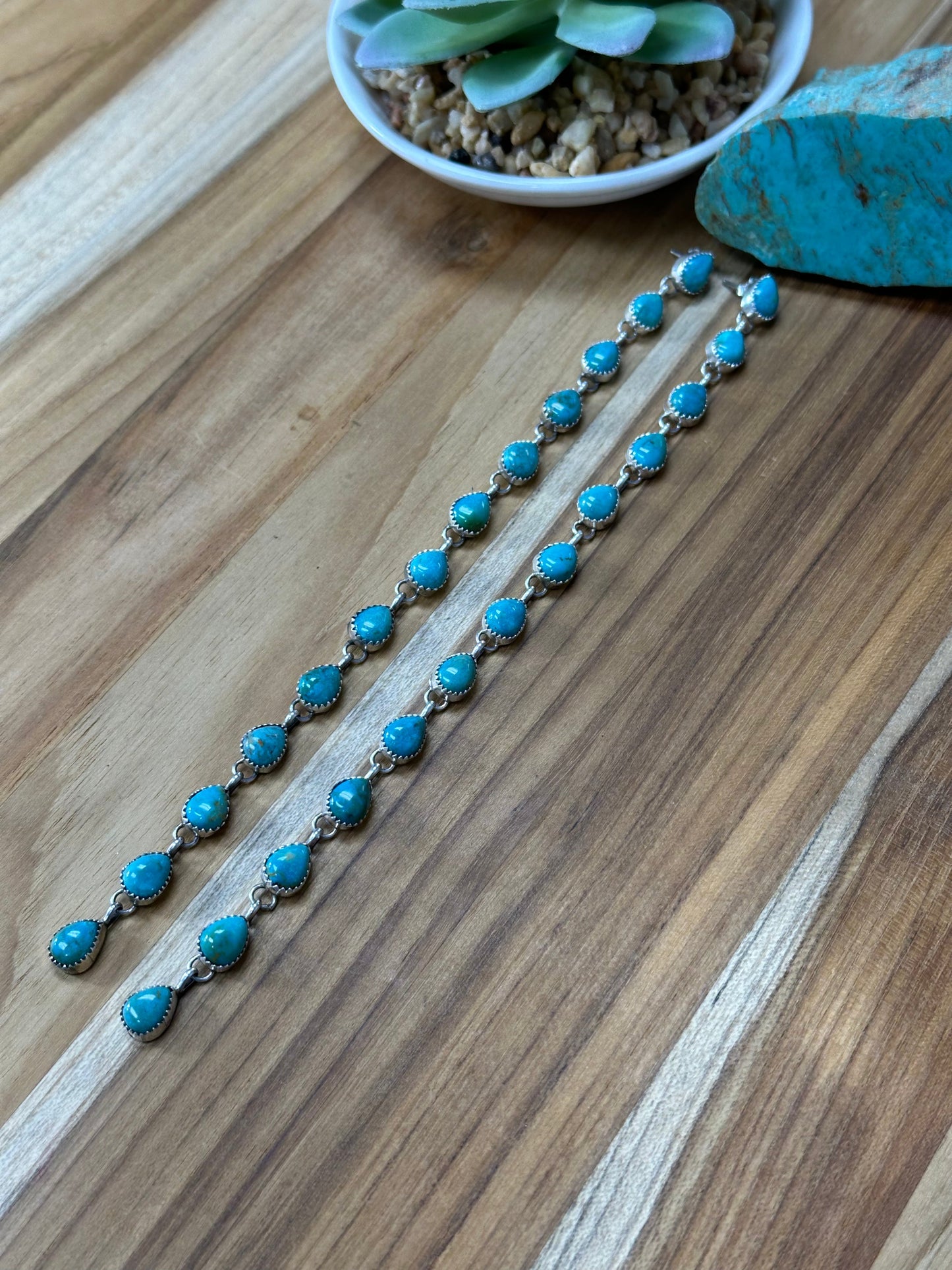 Kingman Turquoise Teardrop Dangle Earrings