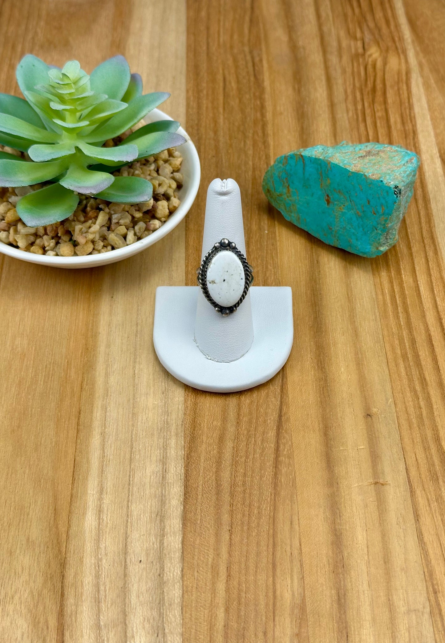 Single Stone White Buffalo Ring