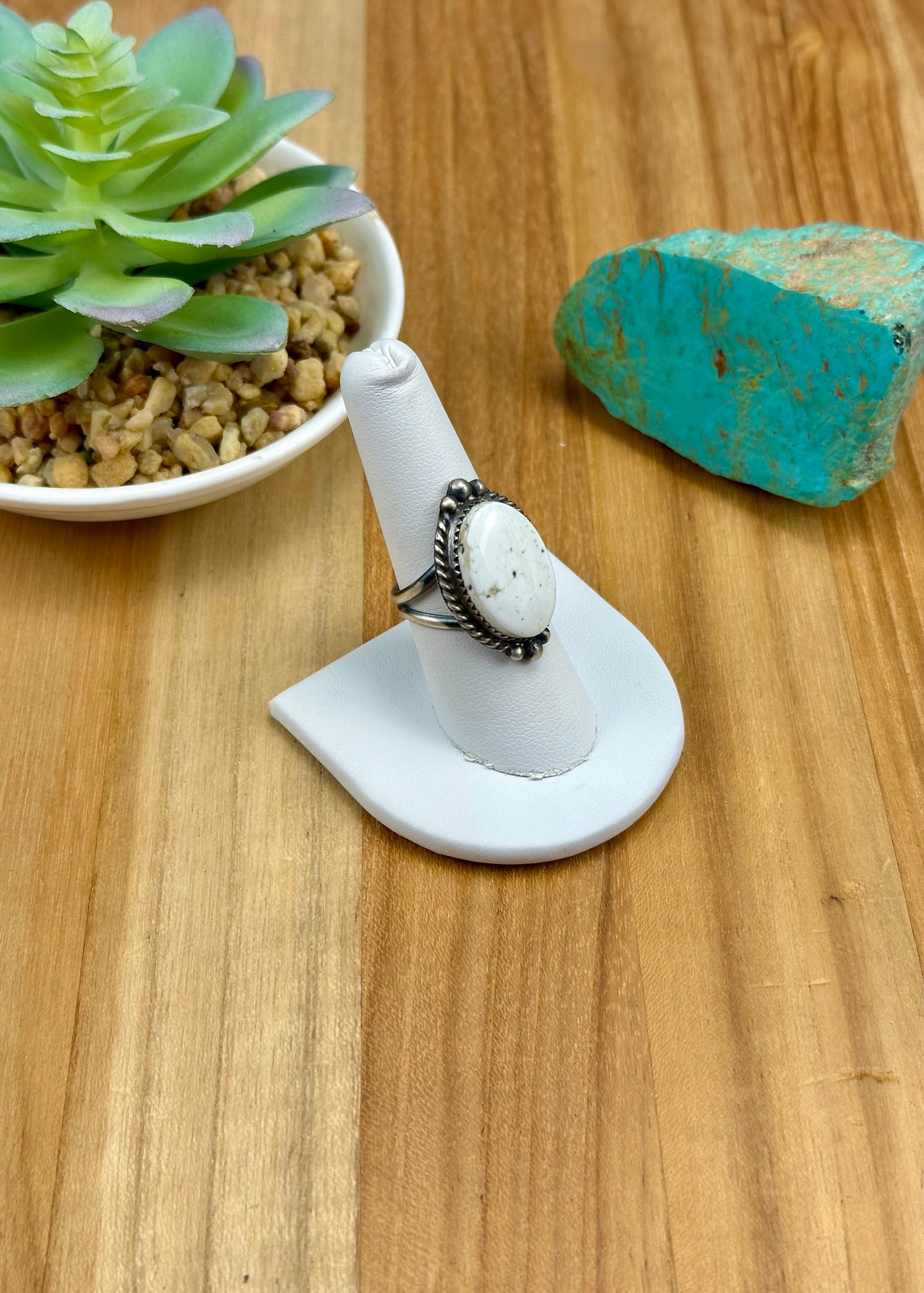 Single Stone White Buffalo Ring