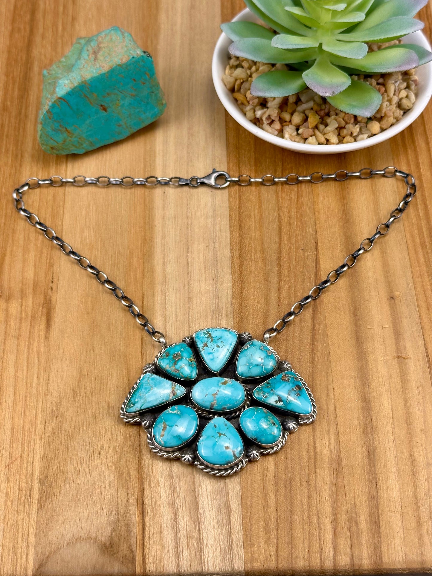 Fox Turquoise Cluster Necklace