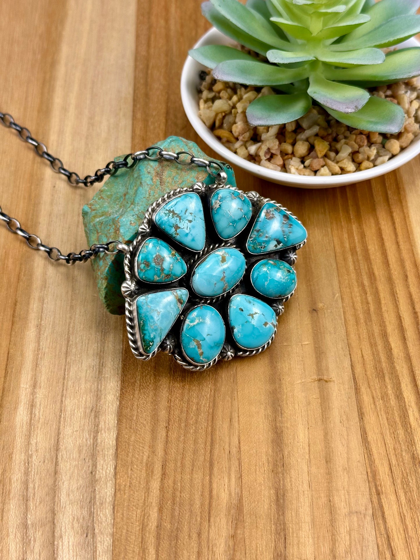 Fox Turquoise Cluster Necklace
