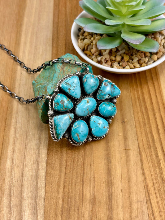 Fox Turquoise Cluster Necklace