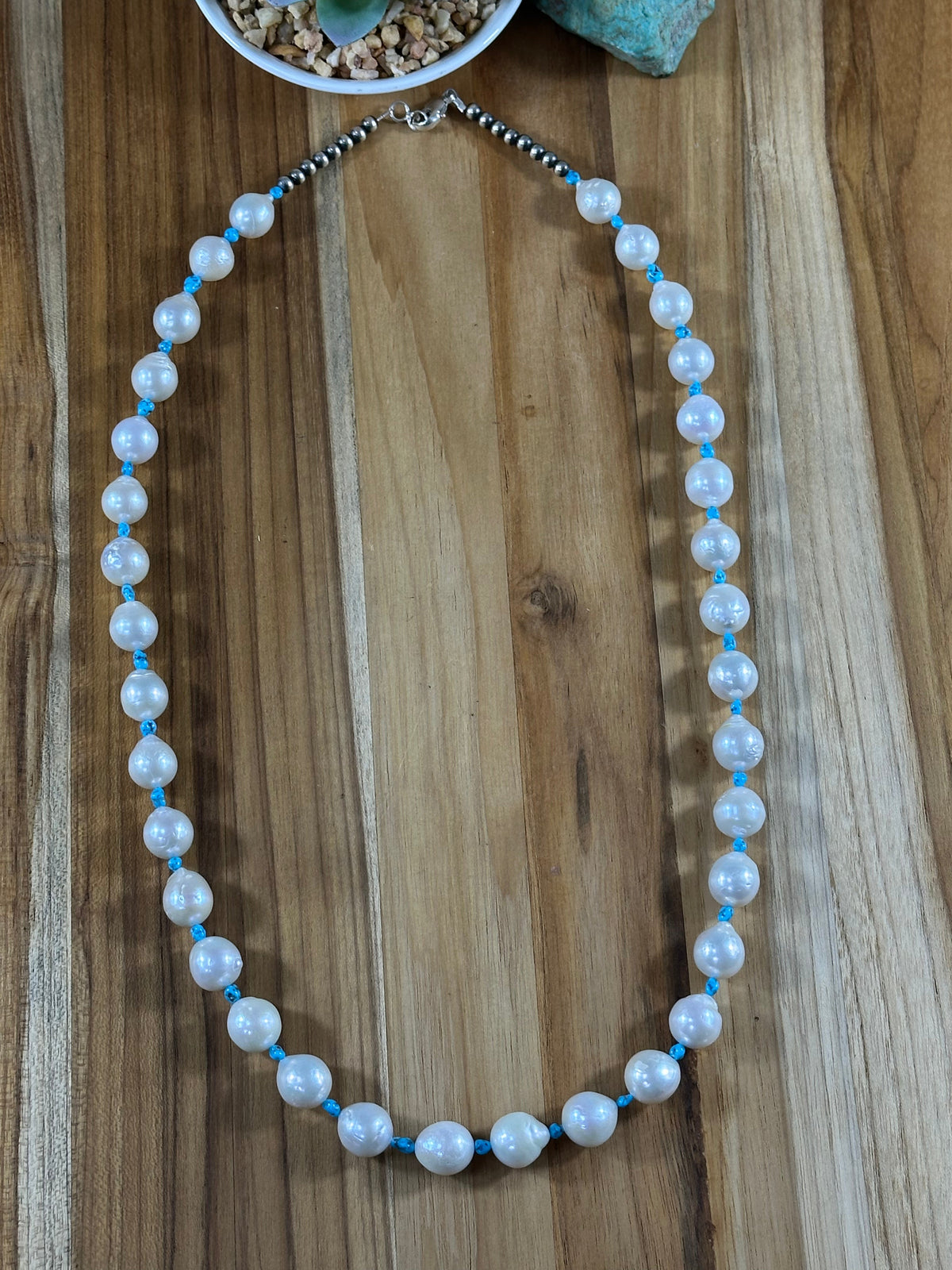 30" Kingman and Freshwater Pearl Necklace