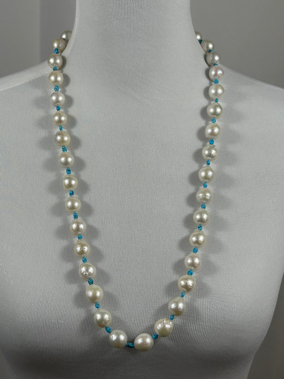 30" Kingman and Freshwater Pearl Necklace