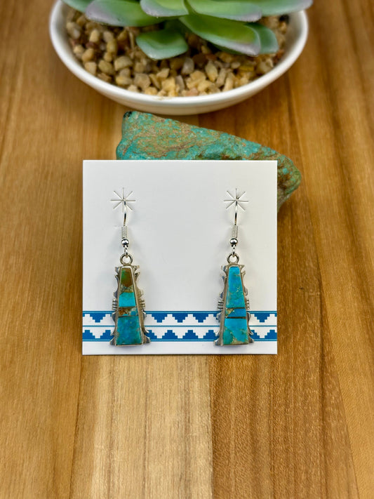Kingman Turquoise Inlay Sterling Earrings