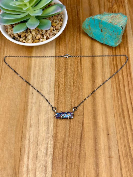 Purple Dahlia Sterling Waterproof Bar Necklace