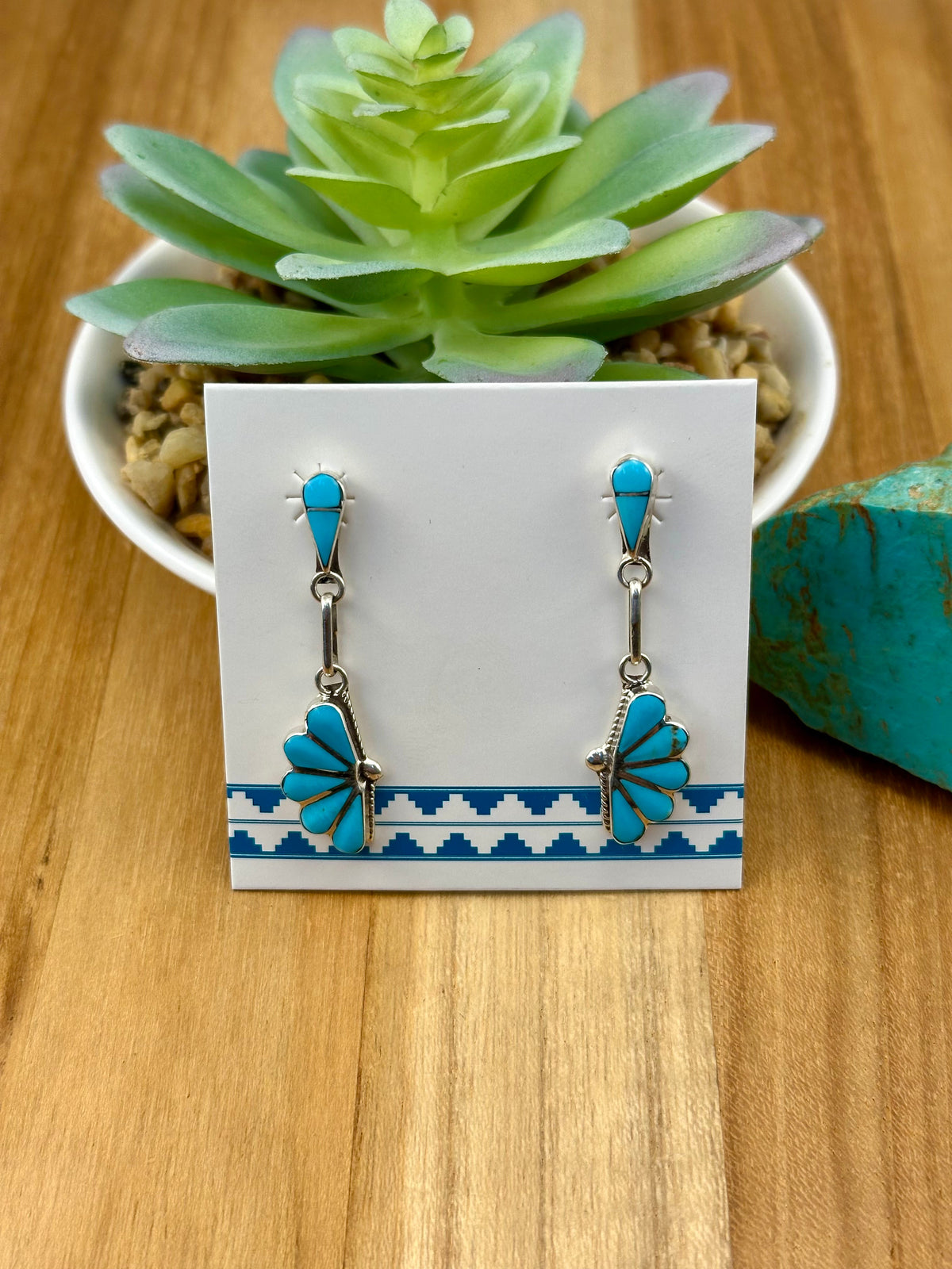 Kingman Turquoise Sterling Dangle Earrings