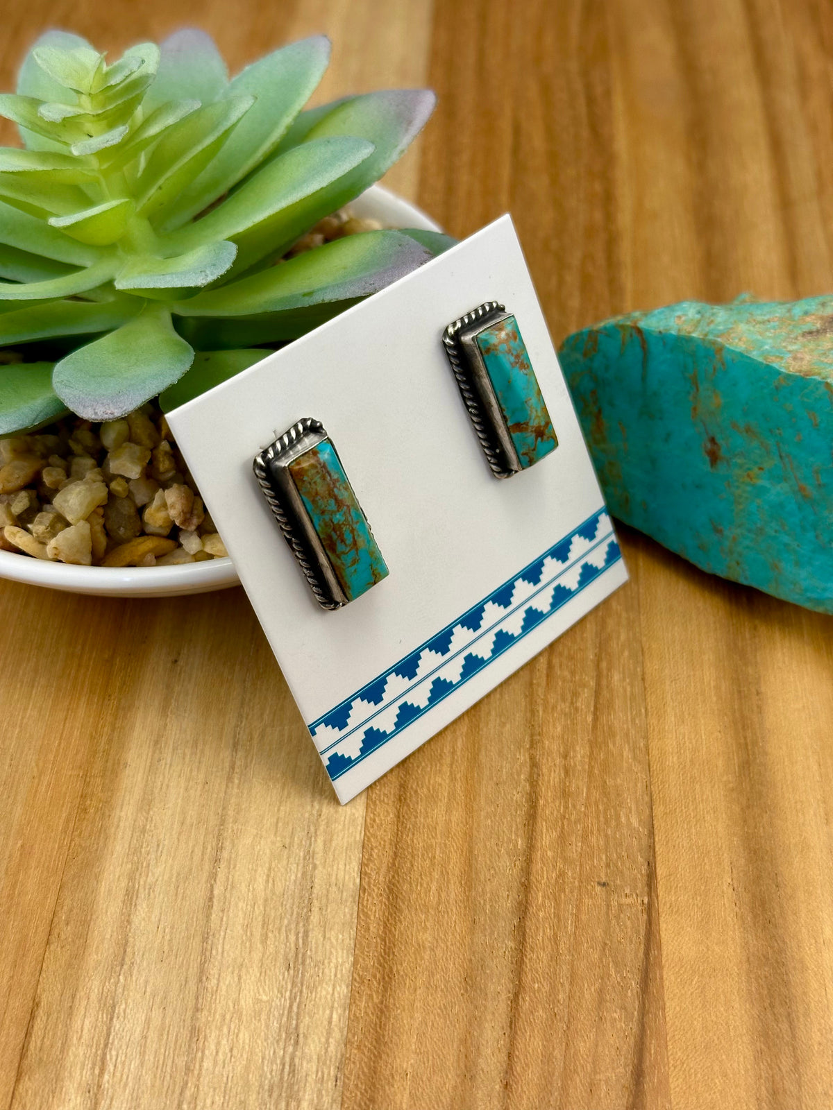 Kingman Turquoise Bar Stud Earrings