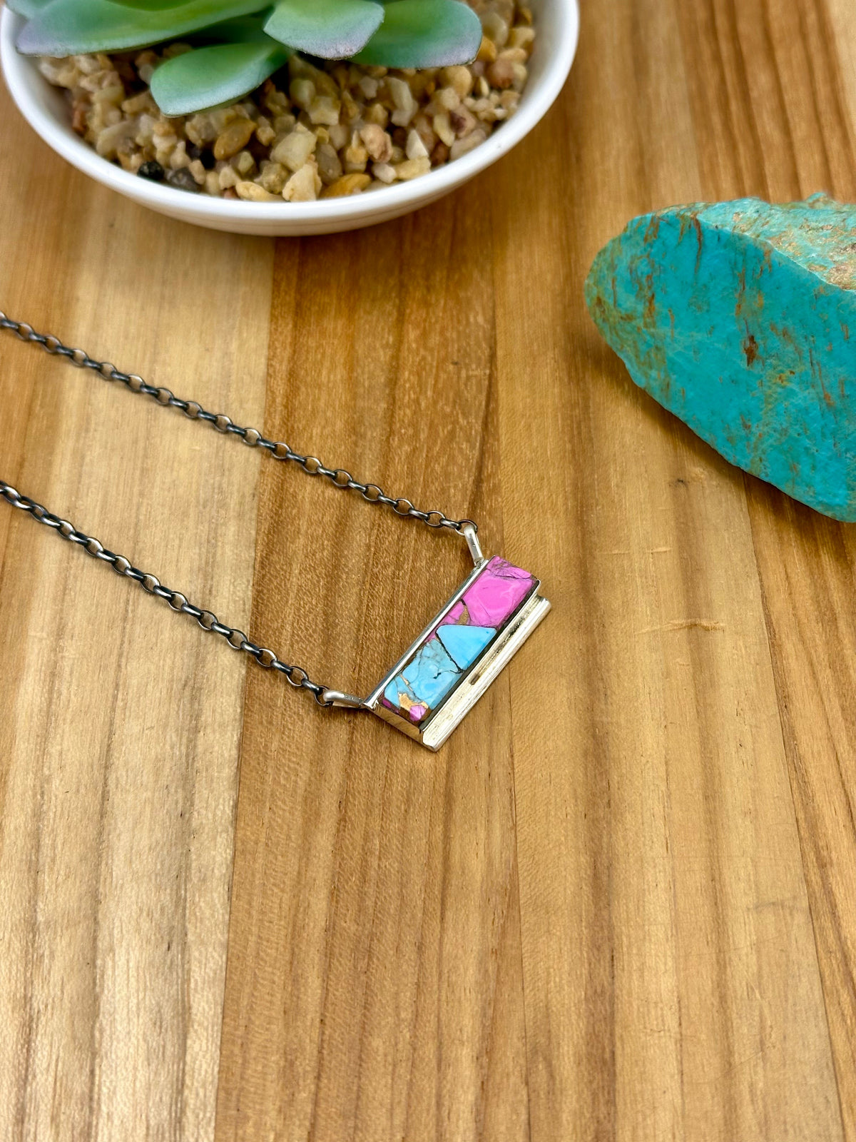 Cotton Candy Bar Sterling Necklace