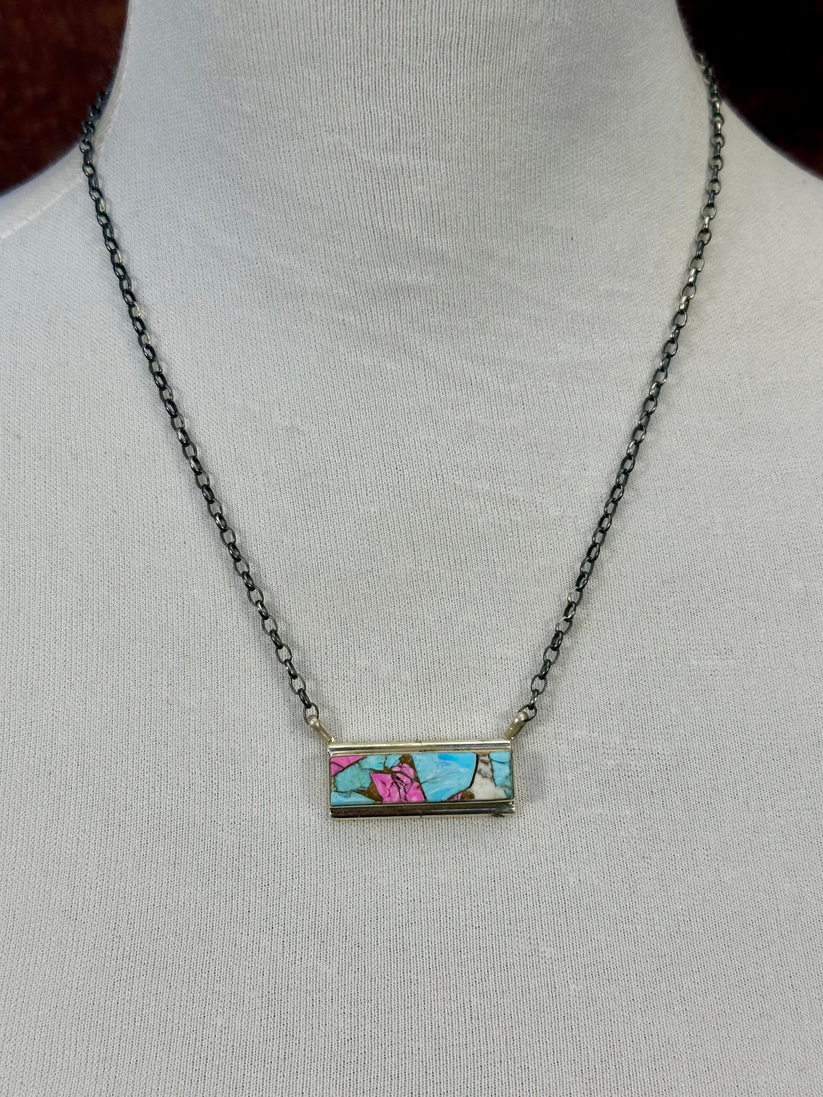 Cotton Candy Sterling Bar Necklace