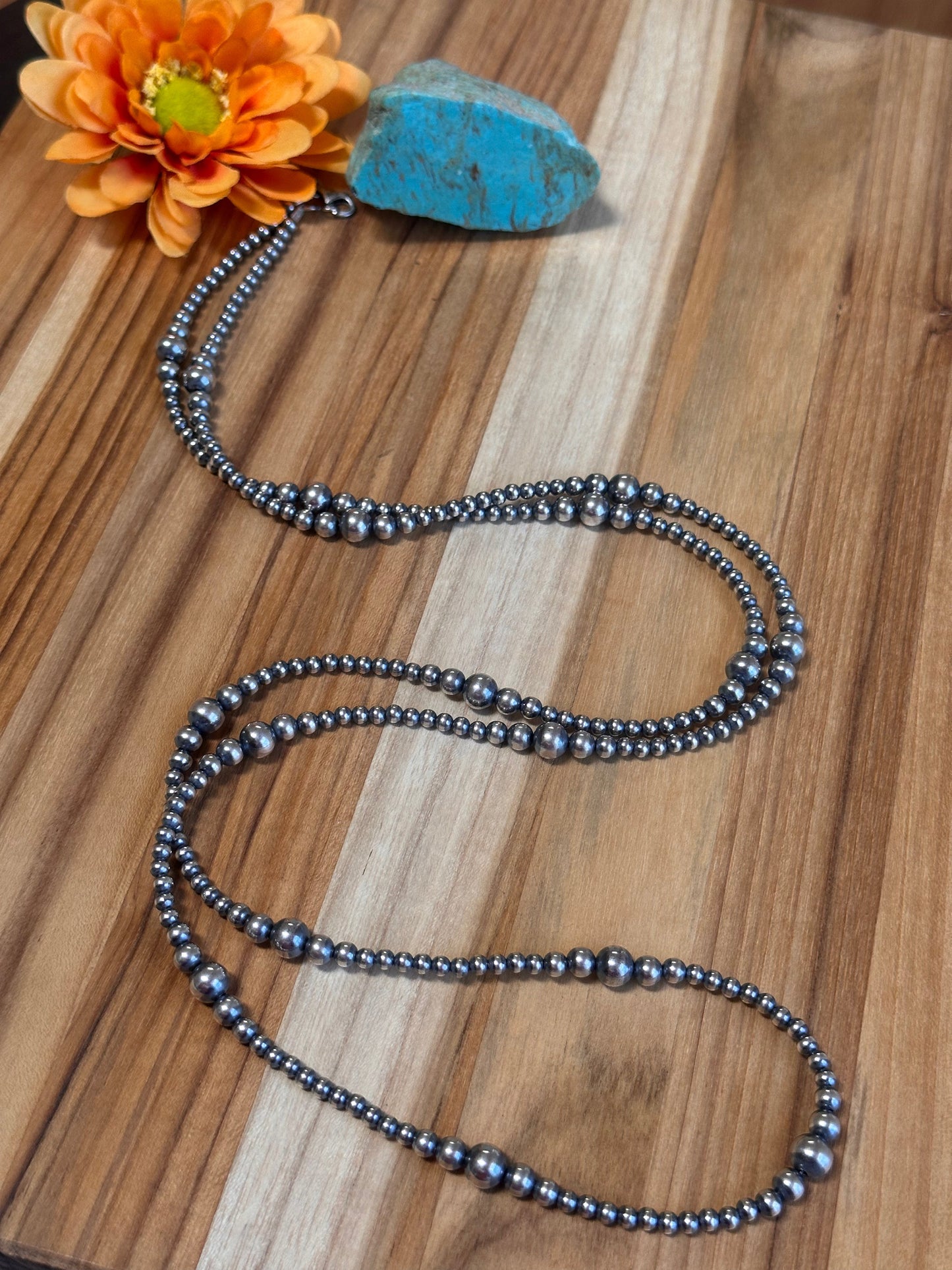 48" 4-8MM Sterling Pearl Necklace