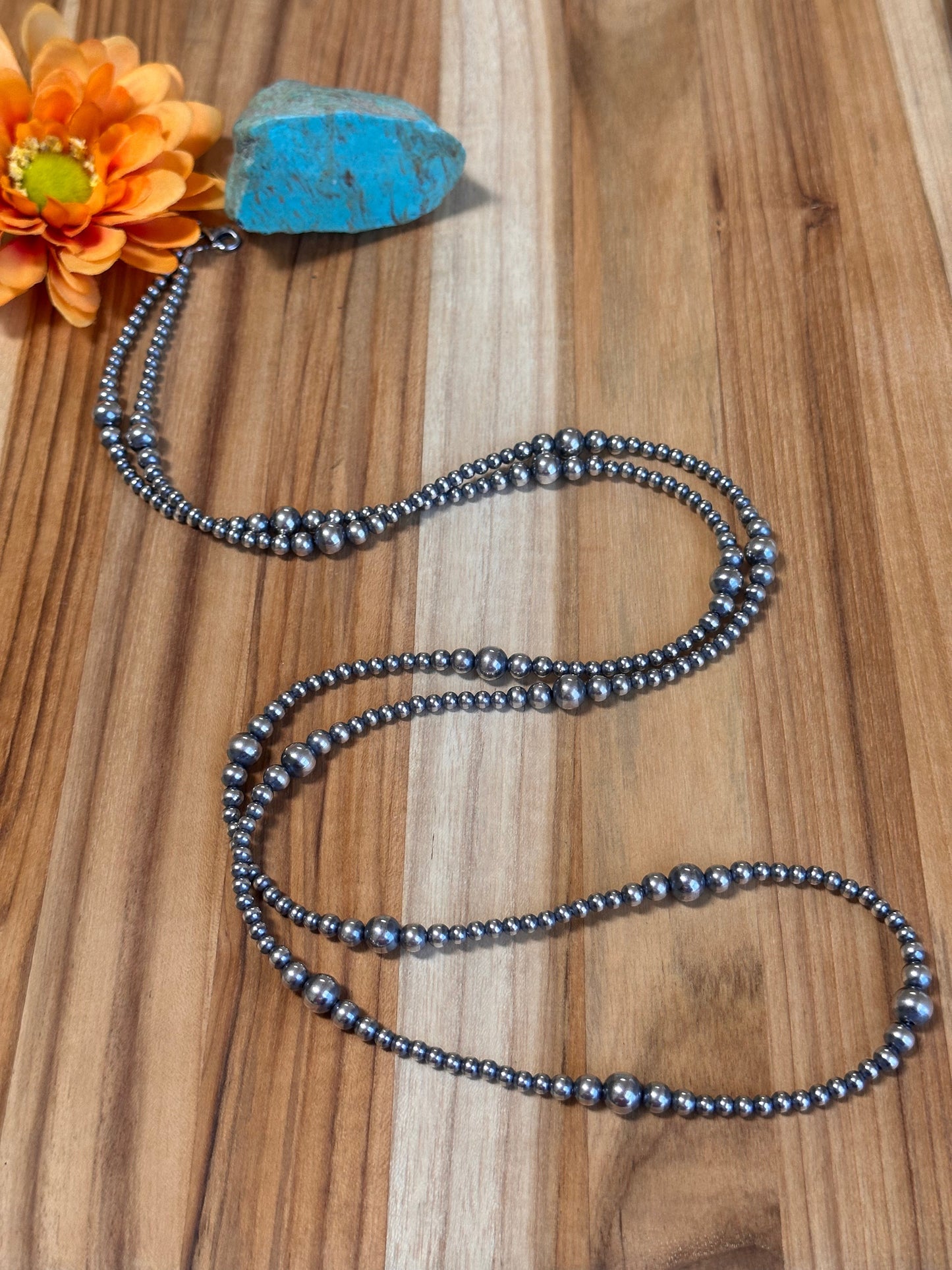 48" 4-8MM Sterling Pearl Necklace