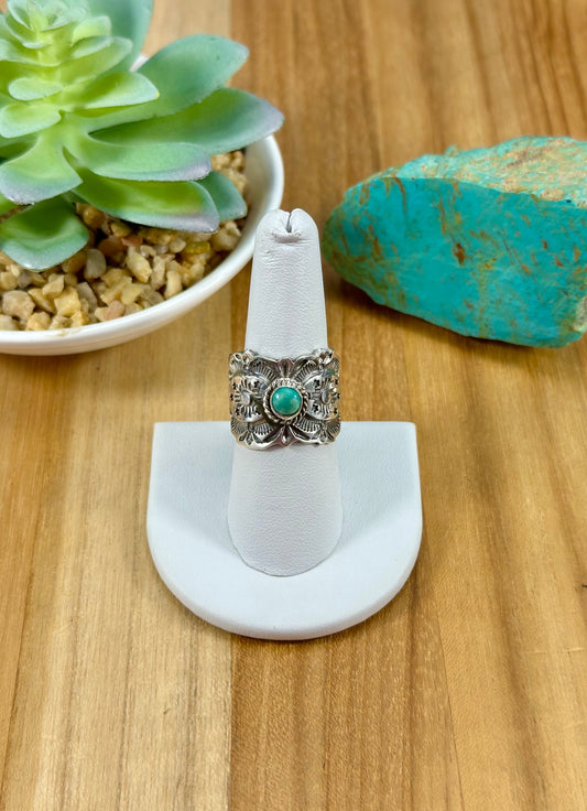 Kingman Turquoise Single Stone Sterling Ring