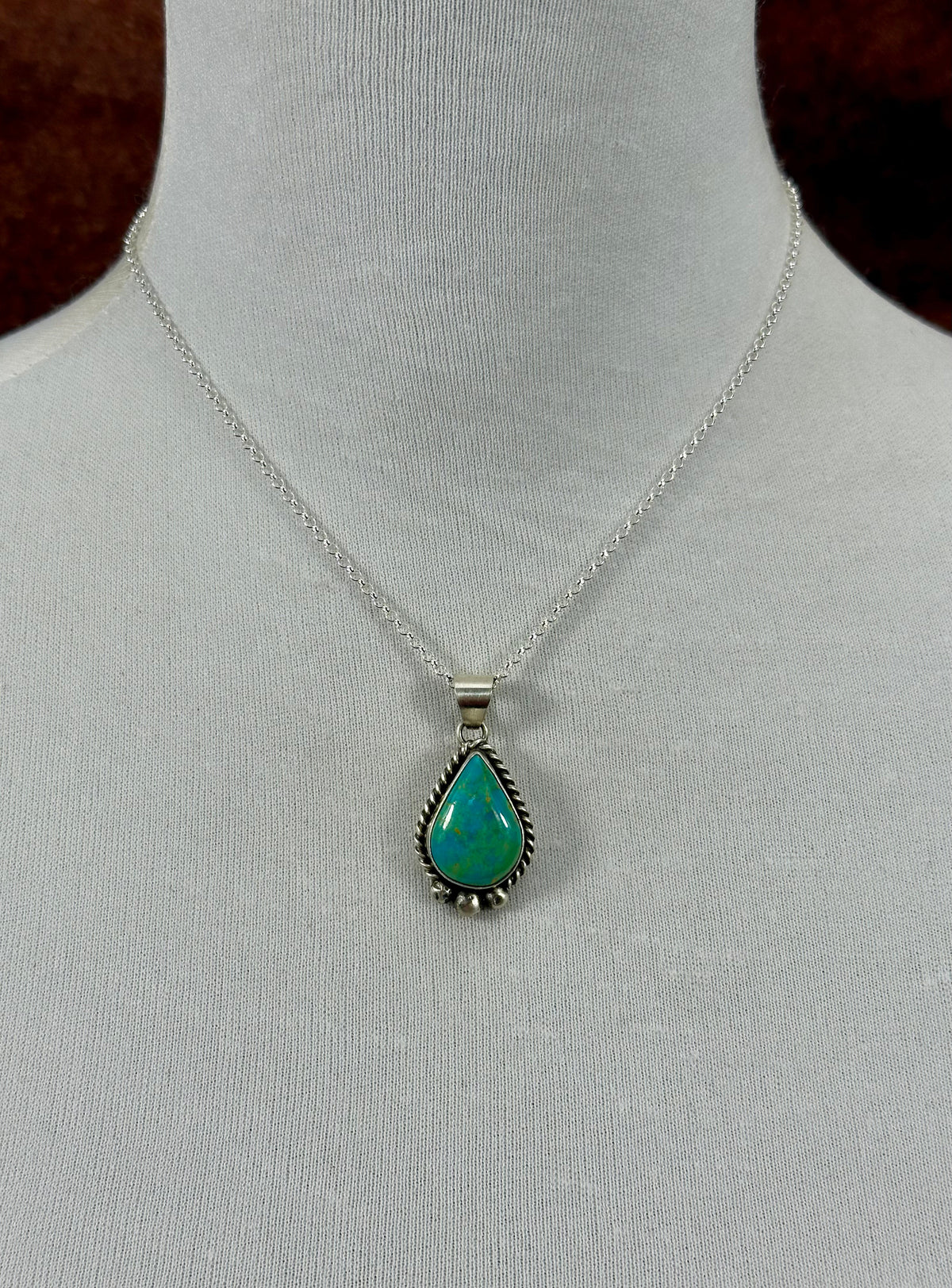 Kingman Turquoise Teardrop Pendant Necklace