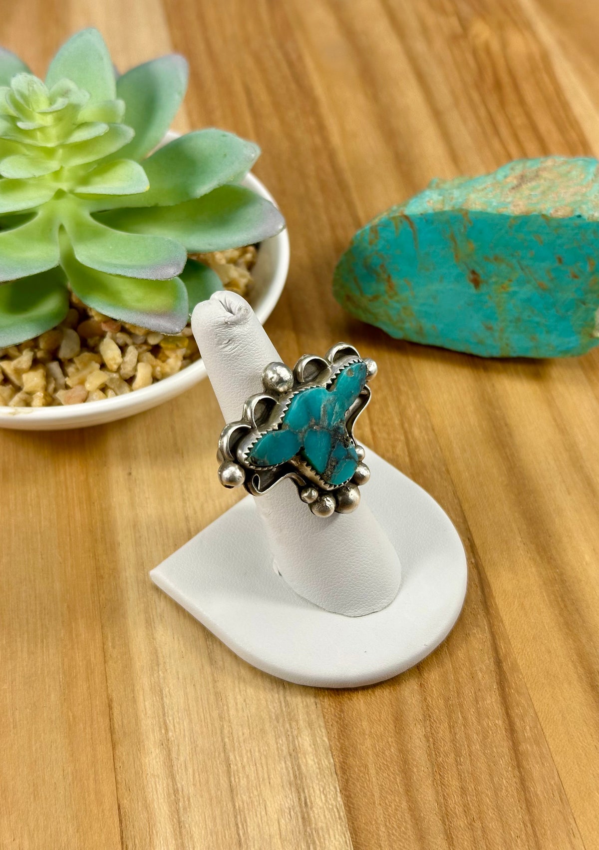 Kingman Turquoise Cow Sterling Ring