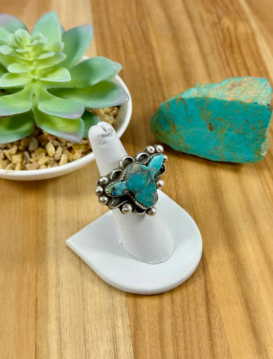 Kingman Turquoise Sterling Cow Ring