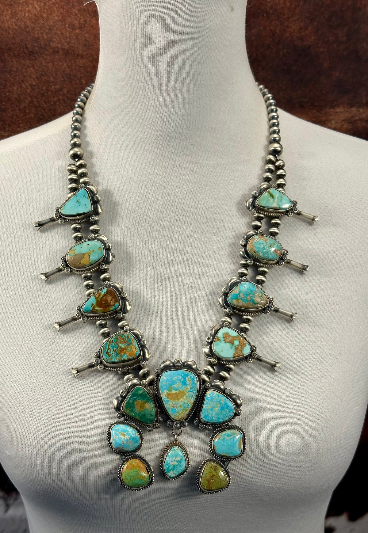 Royston Turquoise Squash Blossom Necklace