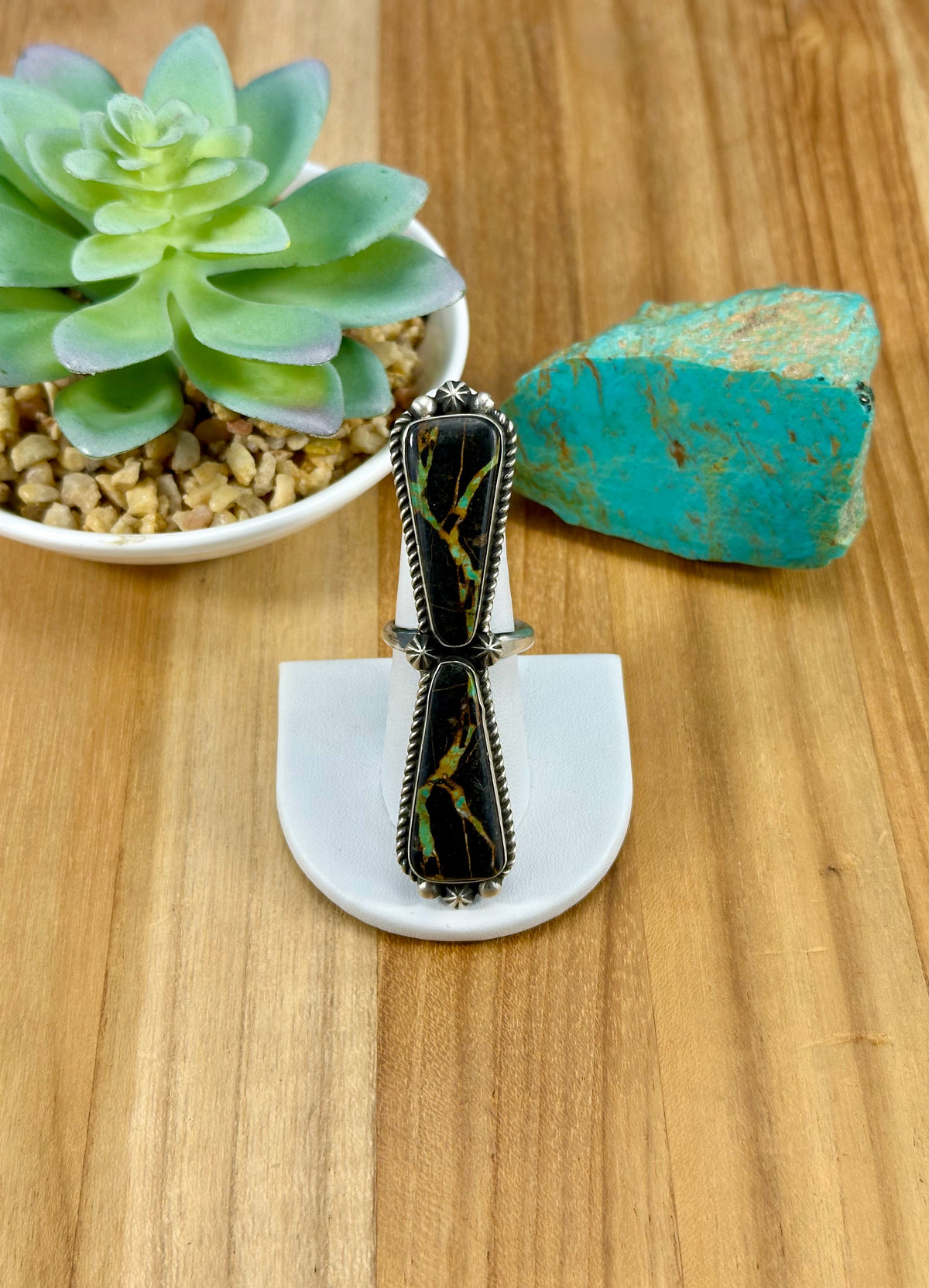 Blackjack 2 Stone Sterling Ring