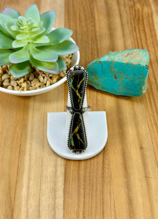 Blackjack 2 Stone Sterling Ring