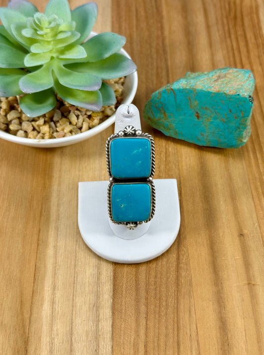 Kingman Turquoise 2 Stone Ring