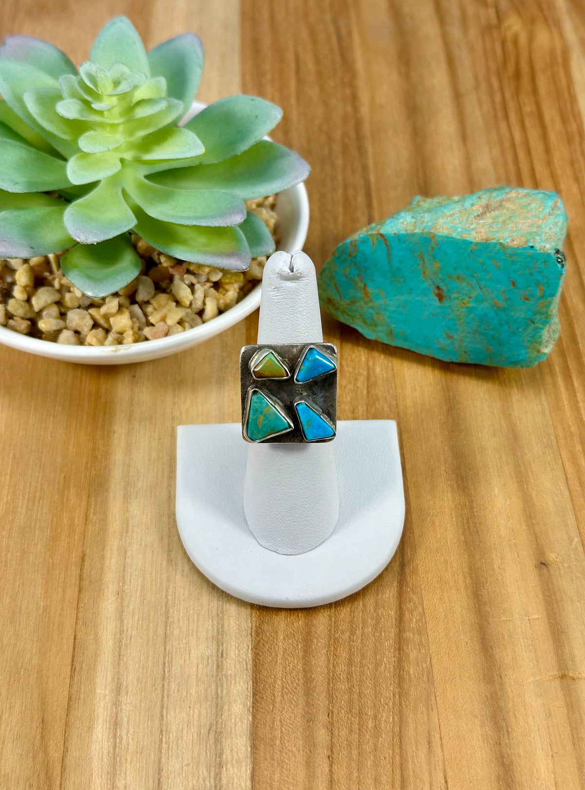 Kingman Turquoise Cluster Sterling Ring