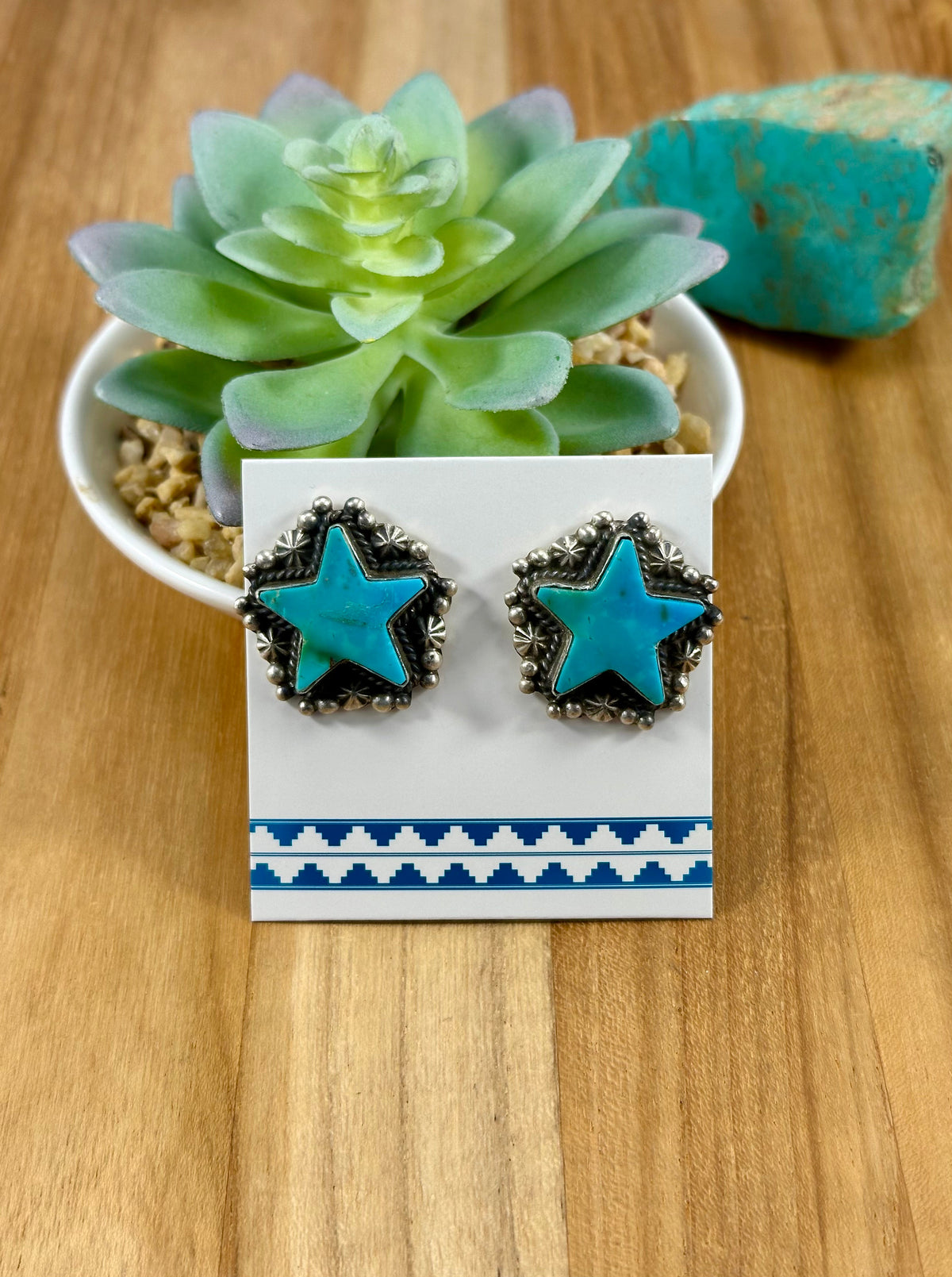 Kingman Turquoise Sterling Star Necklace Set