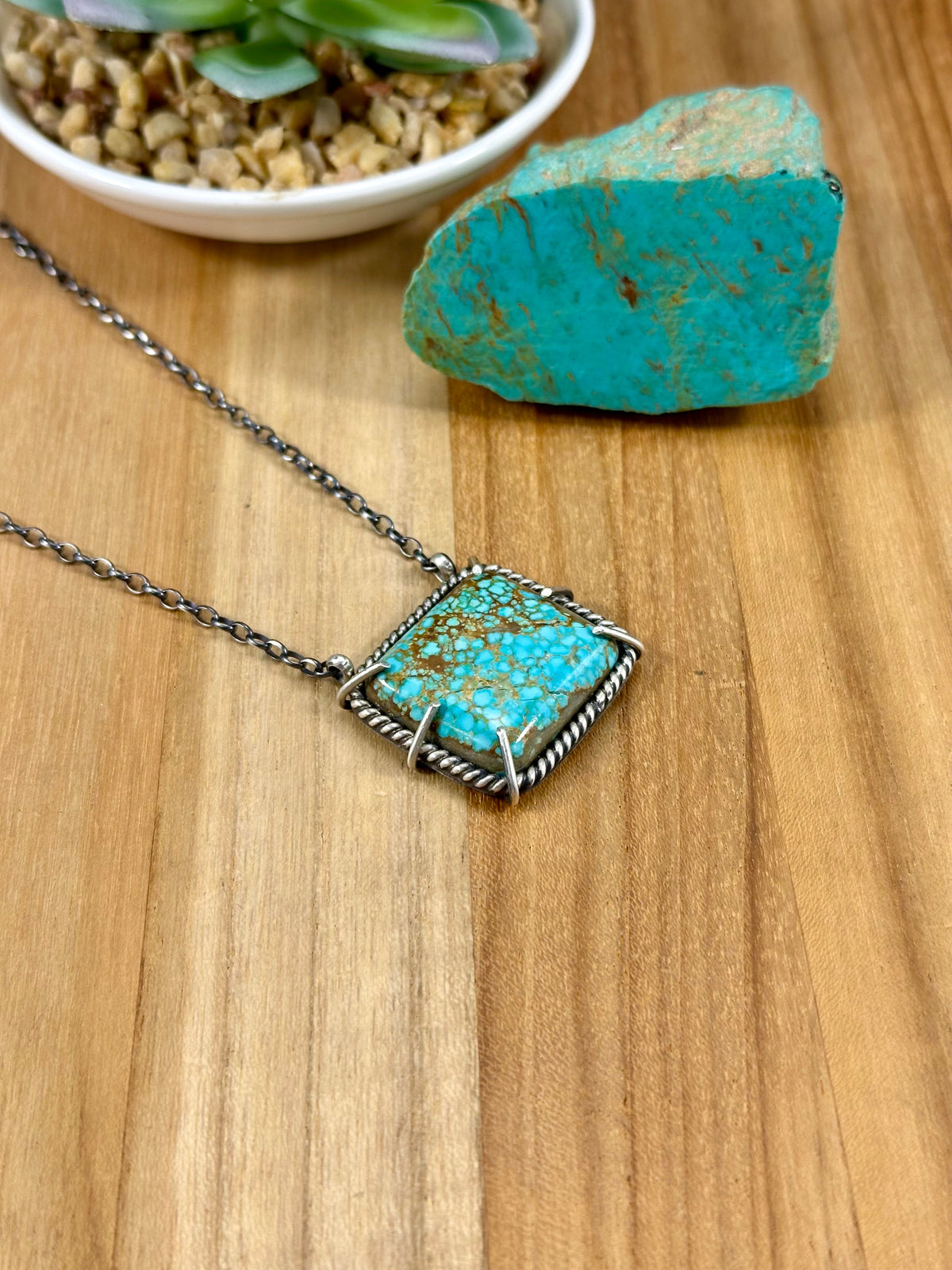 #8 Turquoise Square Waterproof Necklace
