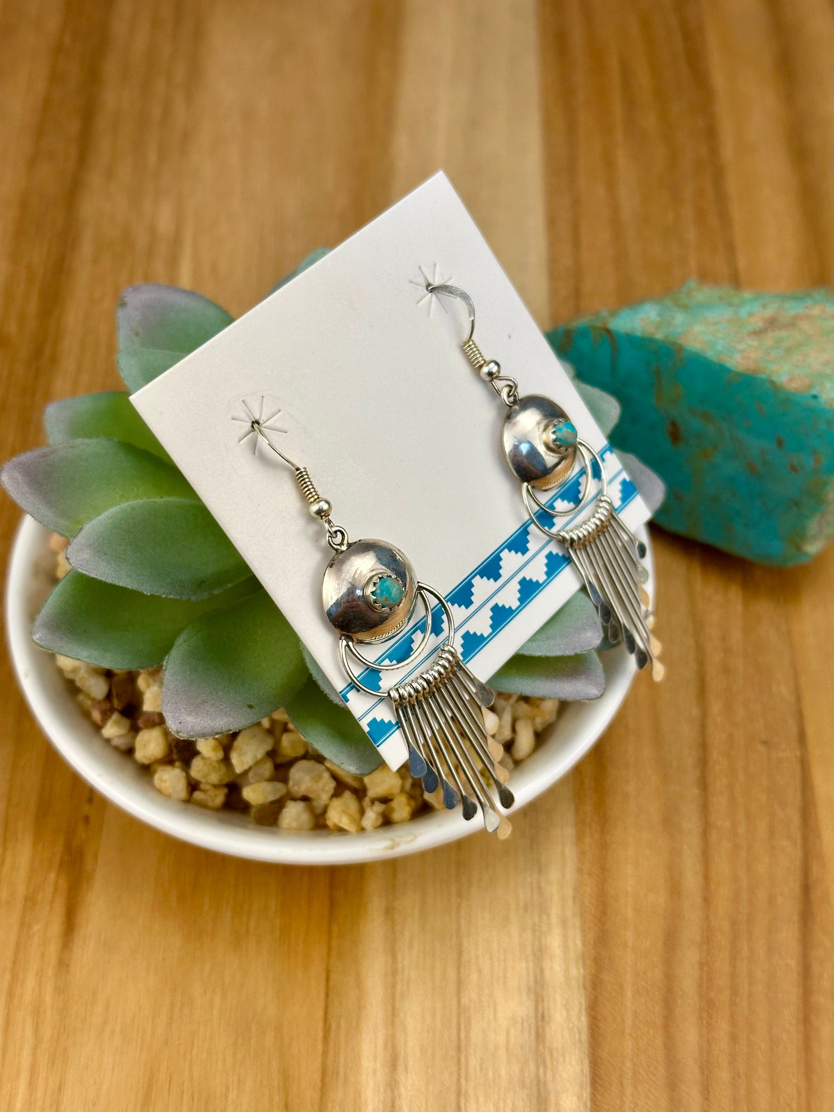 Kingman Turquoise Sterling Concho Earrings