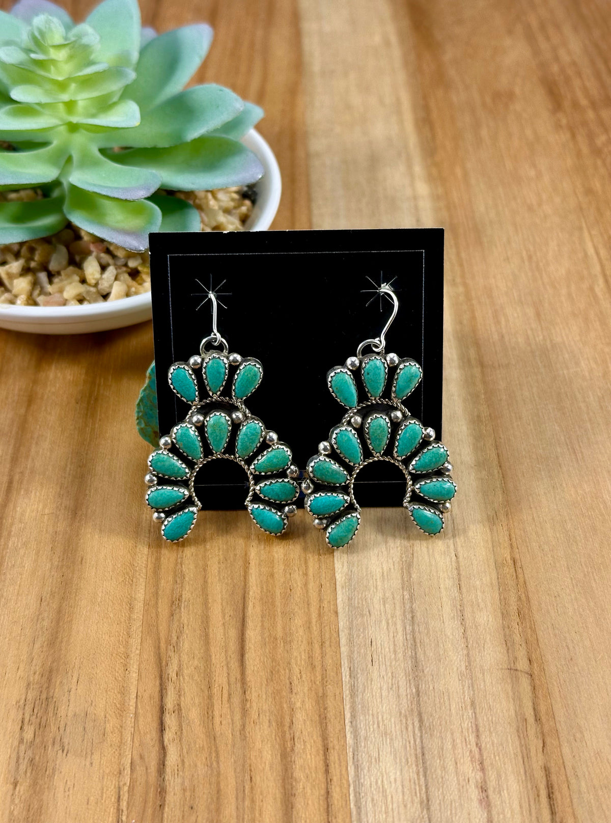 Kingman Turquoise Cluster Naja Earrings
